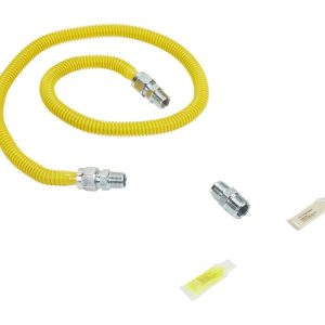 4' Gas Range Connector Kit with two 1/2" & one 3/4" male/female connectors, and sealant