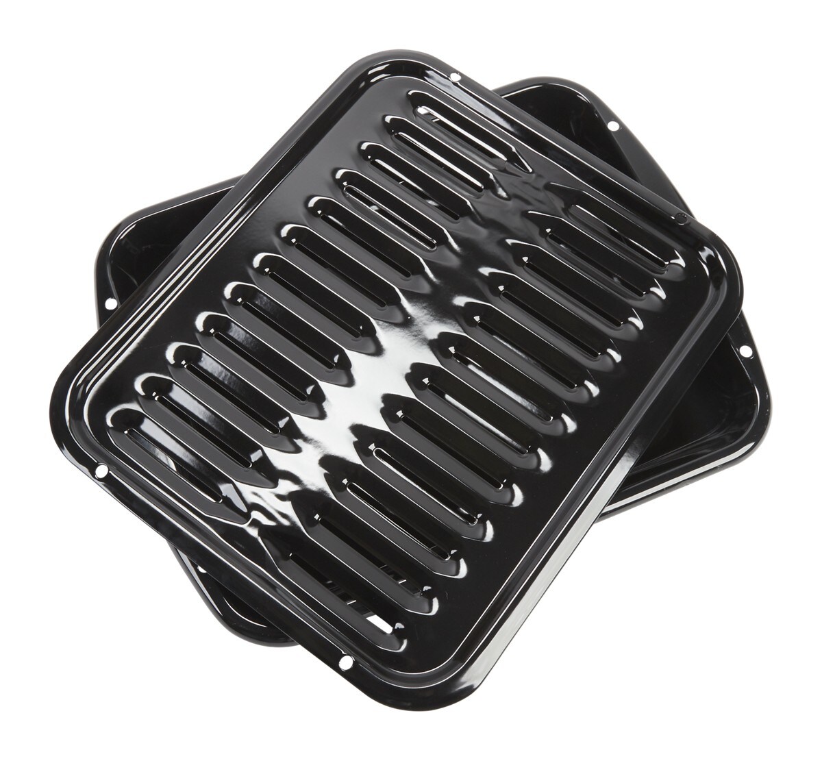 Premium Range Porcelain Broiler Pan and Roasting Rack (Includes Pan and Grid) - Grey