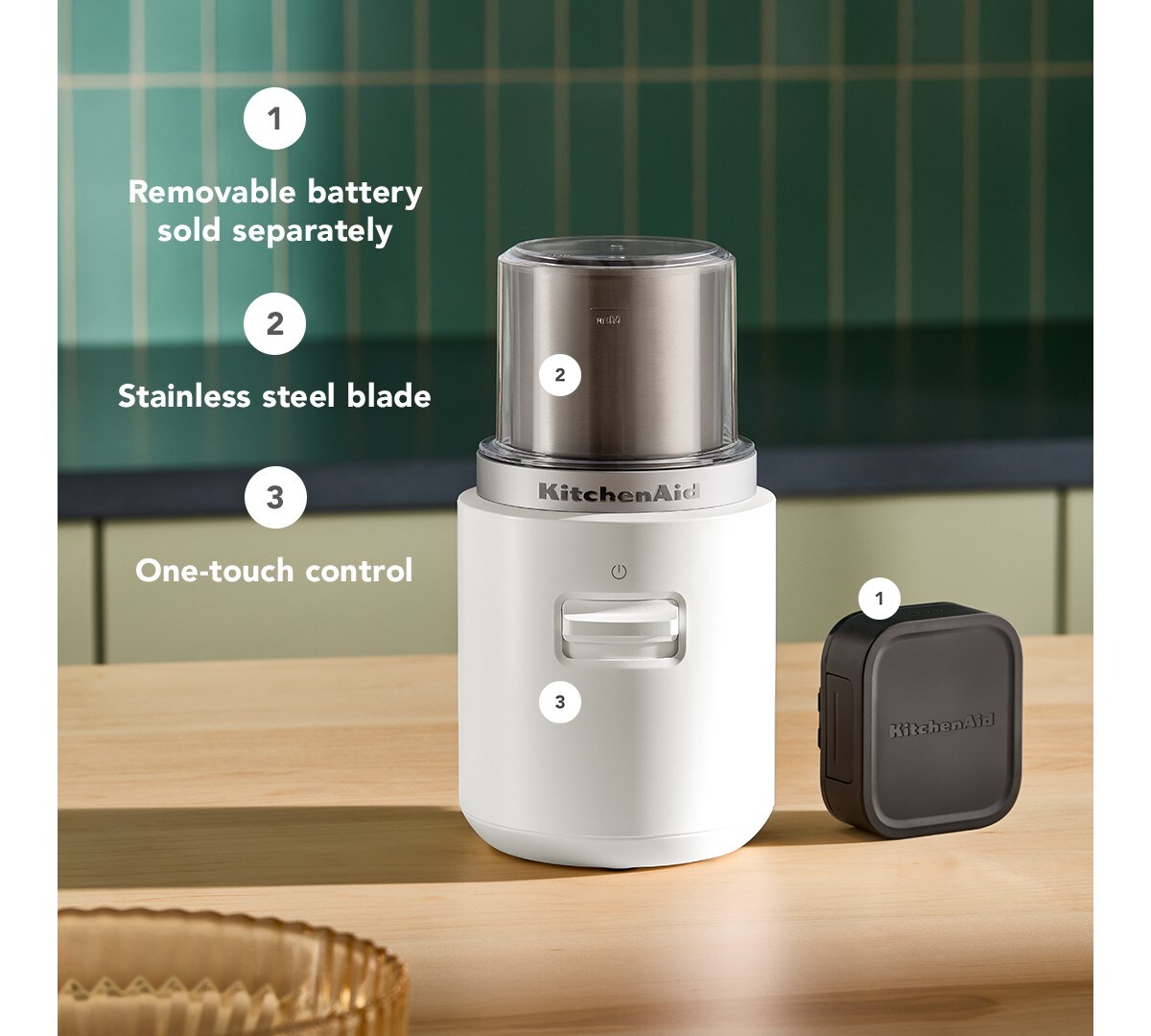 KitchenAid Go® Cordless Blade Coffee Grinder - battery sold separately - Porcelain White - Image 2
