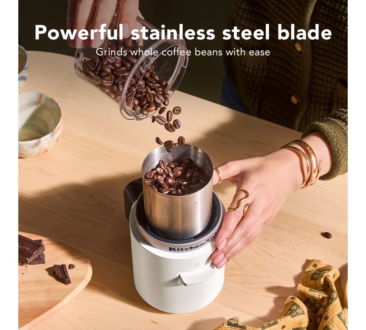 KitchenAid Go® Cordless Blade Coffee Grinder - battery sold separately - Porcelain White - Image 4