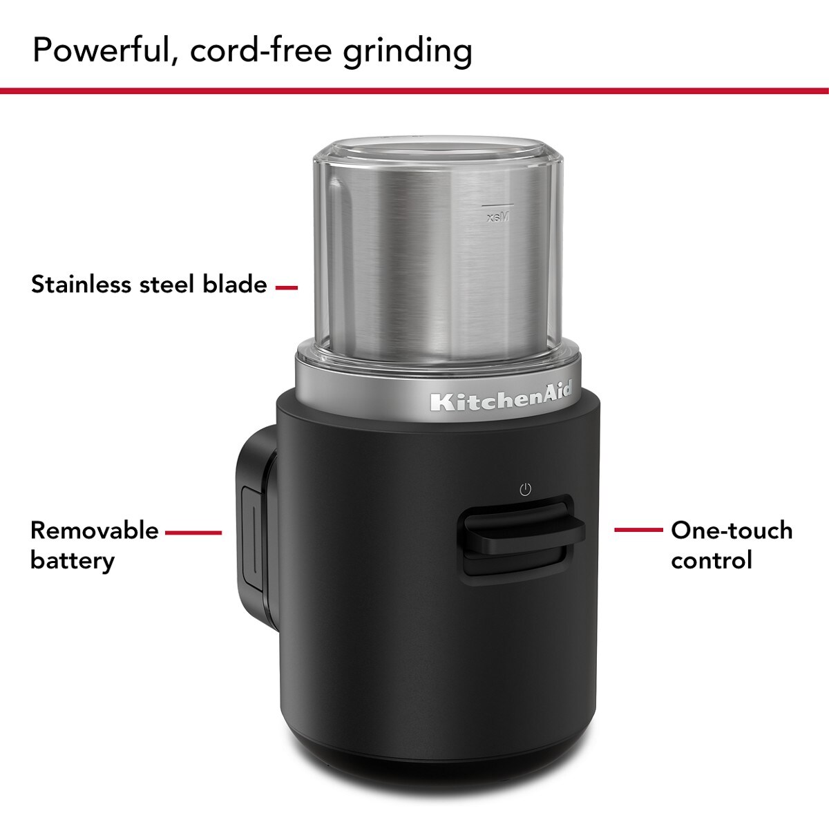 KitchenAid Go® Cordless Blade Coffee Grinder - battery included - Black Matte - Image 4