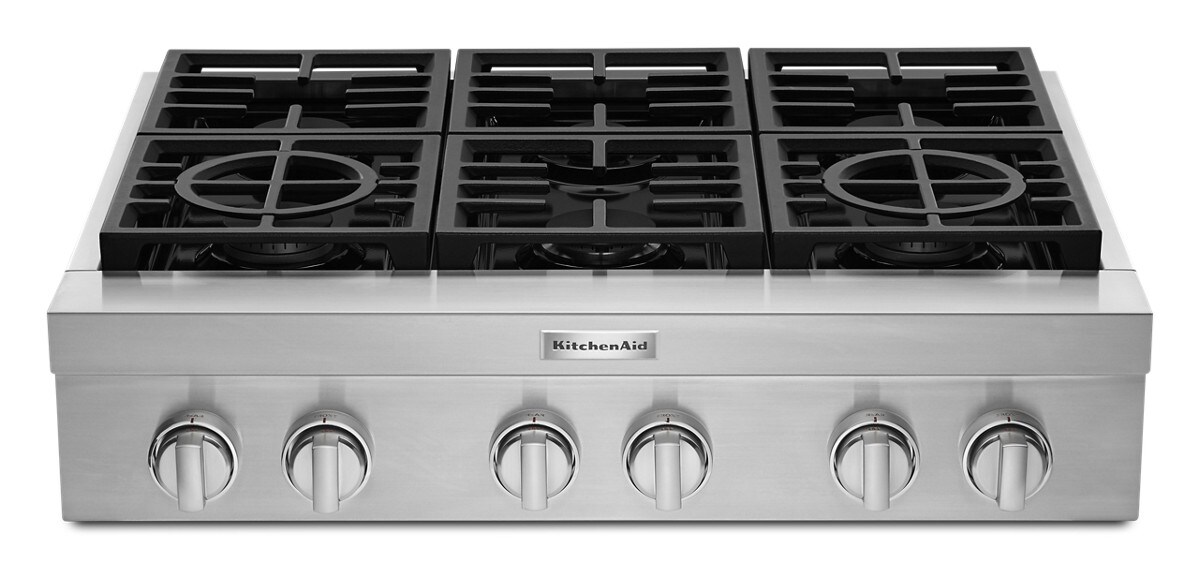 KitchenAid® 36'' 6-Burner Commercial-Style Gas Rangetop - Stainless Steel