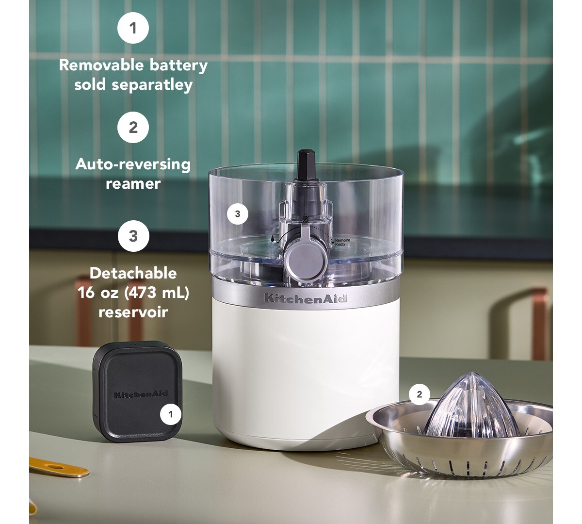 KitchenAid Go® Cordless Citrus Juicer - battery sold separately - Porcelain White