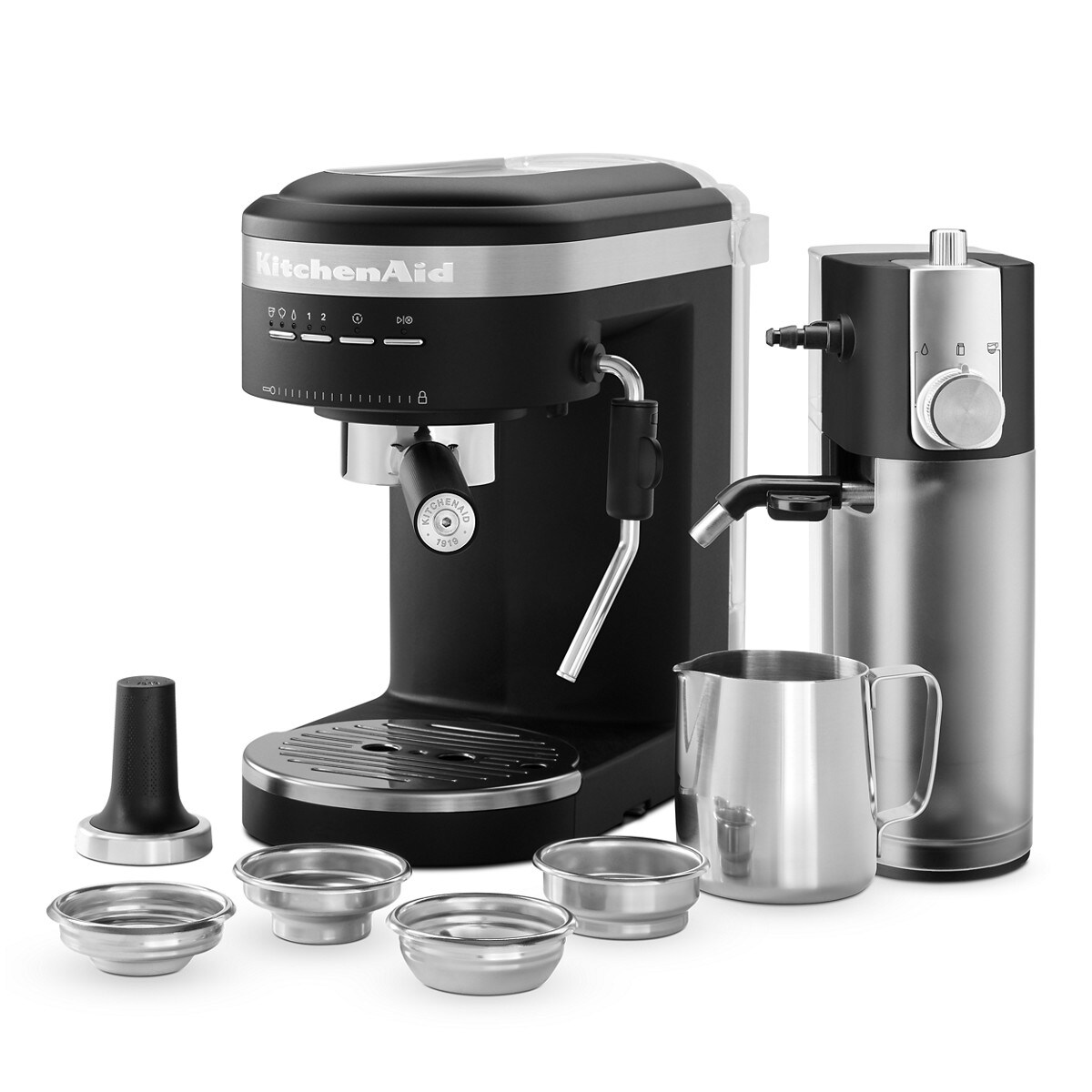Semi-Automatic Espresso Machine with Free Automatic Milk Frother Attachment - Black Matte - Image 2