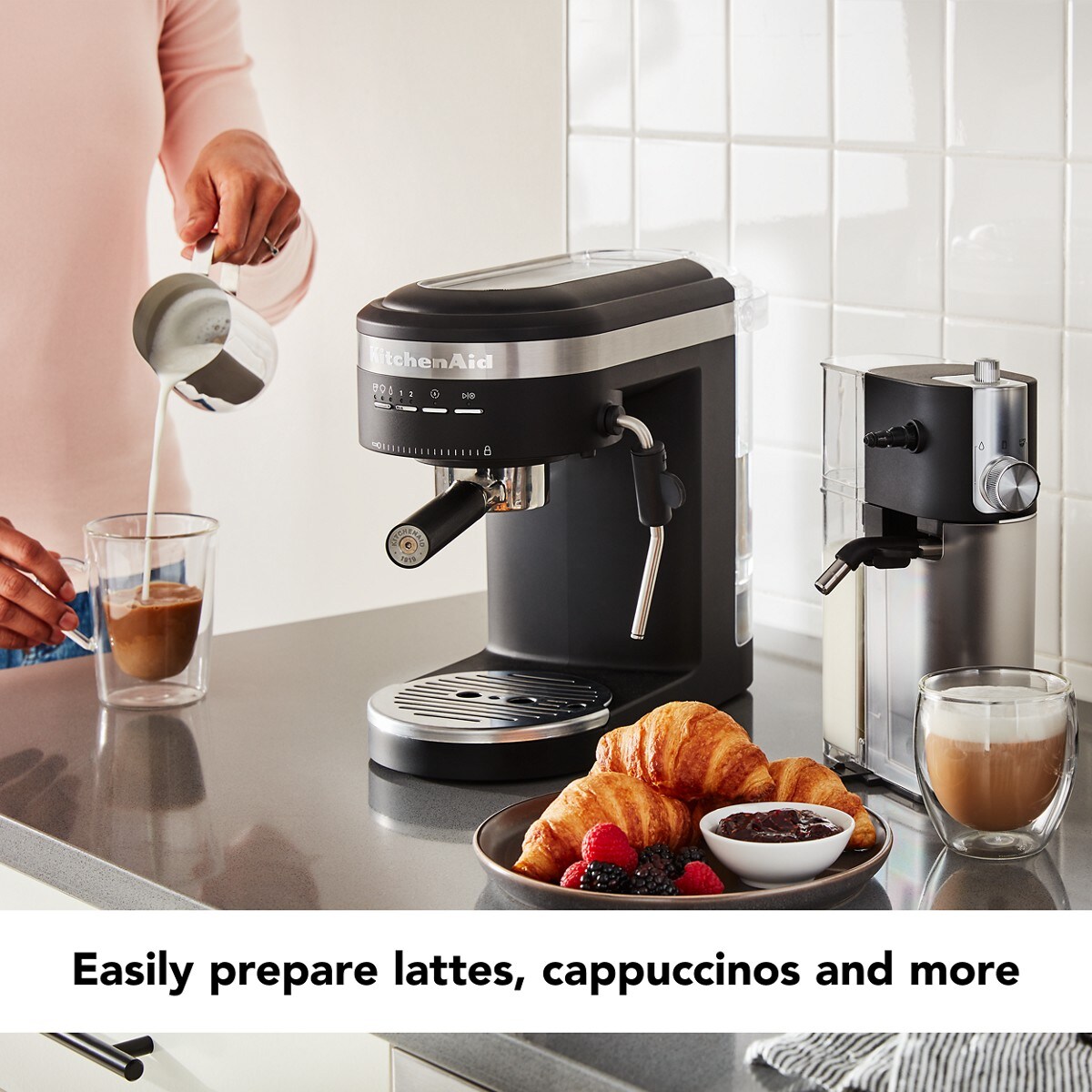 Semi-Automatic Espresso Machine with Free Automatic Milk Frother Attachment - Black Matte - Image 4