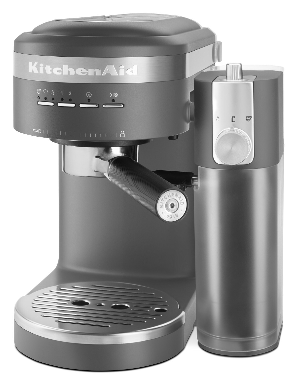 Semi-Automatic Espresso Machine with Free Automatic Milk Frother Attachment - Matte Charcoal Grey