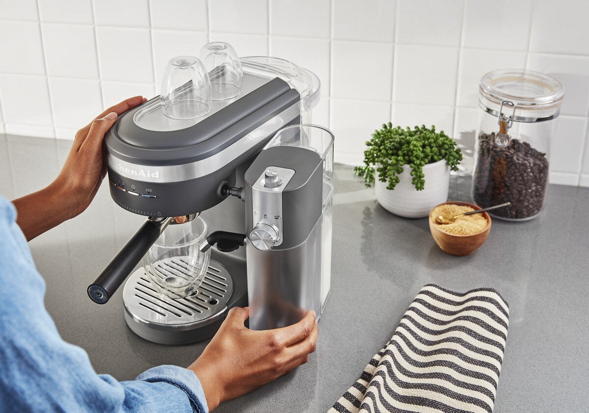 Semi-Automatic Espresso Machine with Free Automatic Milk Frother Attachment - Matte Charcoal Grey - Image 3