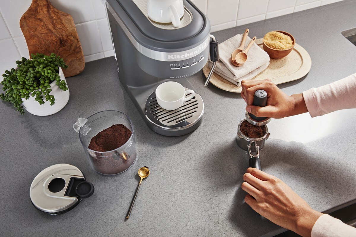 Semi-Automatic Espresso Machine with Free Automatic Milk Frother Attachment - Matte Charcoal Grey - Image 6