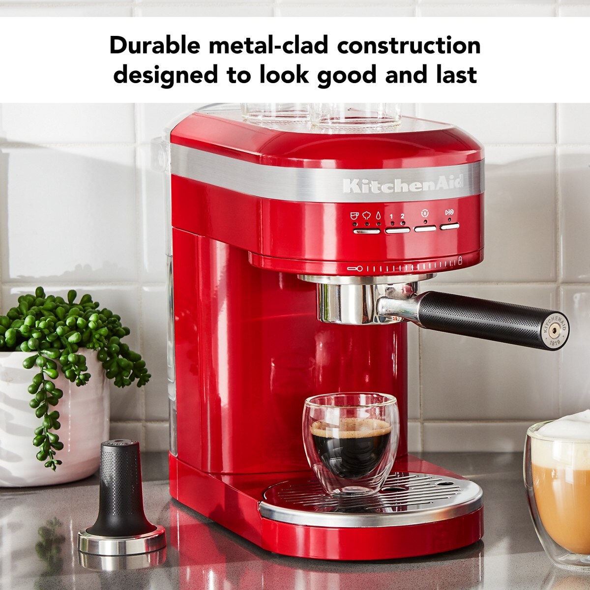 Metal Semi-Automatic Espresso Machine - Empire Red - Image 3