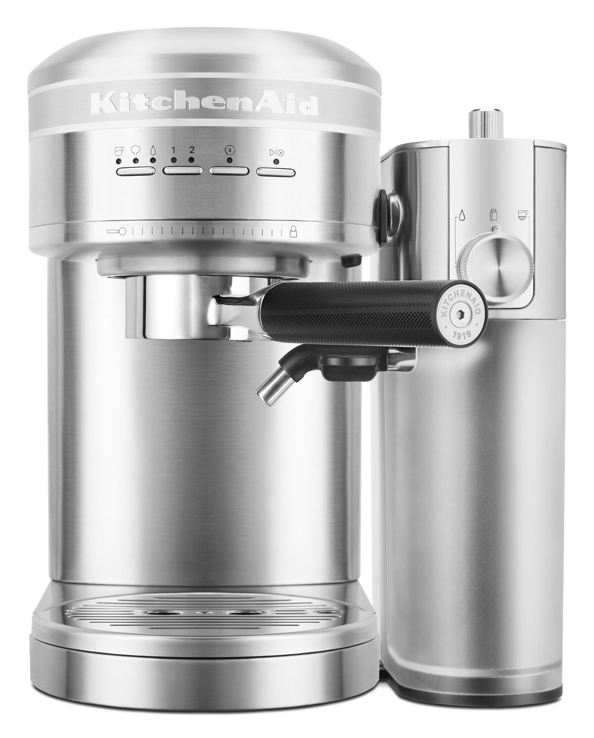 Metal Semi-Automatic Espresso Machine with Free Automatic Milk Frother Attachment Bundle - Brushed Stainless Steel