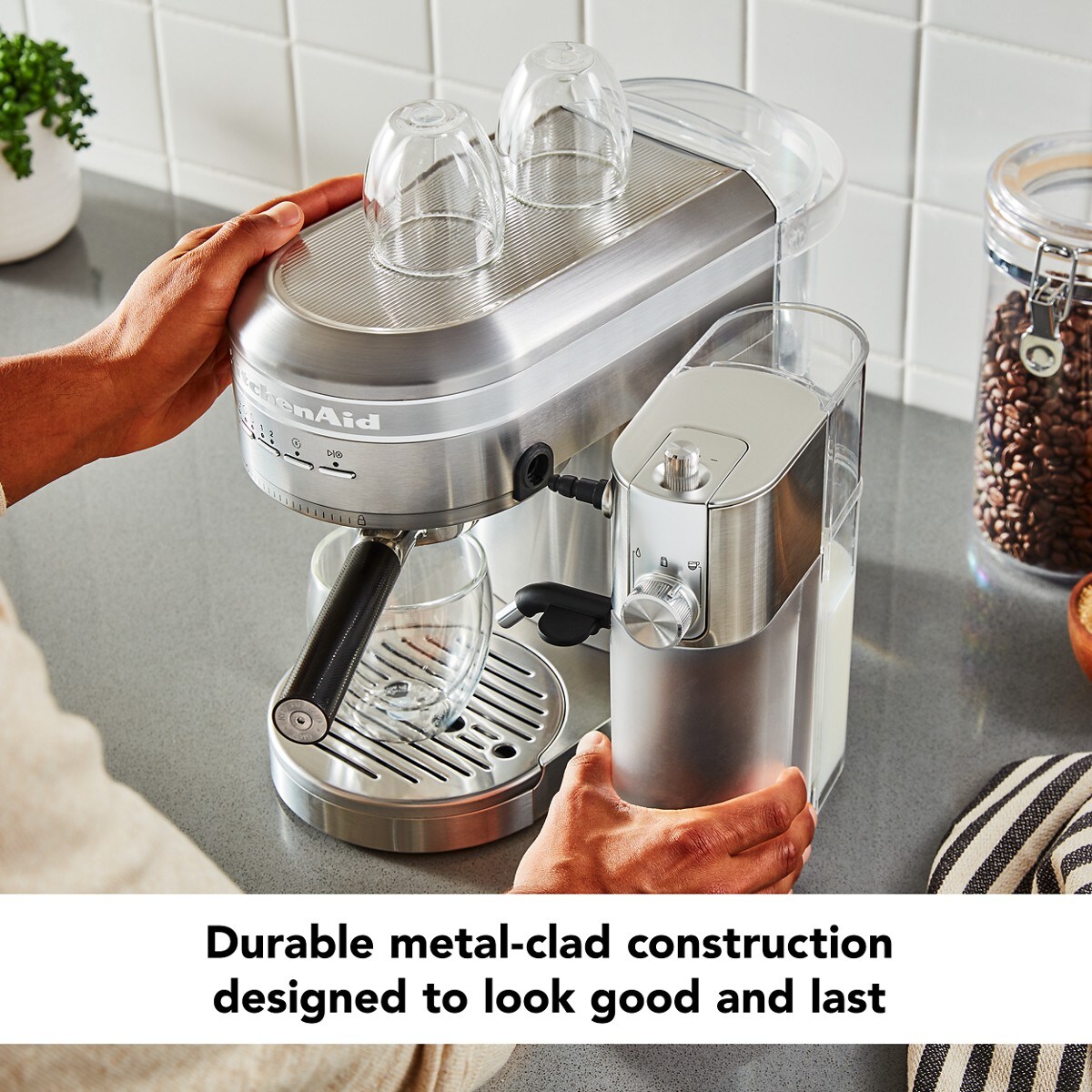 Metal Semi-Automatic Espresso Machine with Free Automatic Milk Frother Attachment Bundle - Brushed Stainless Steel - Image 7