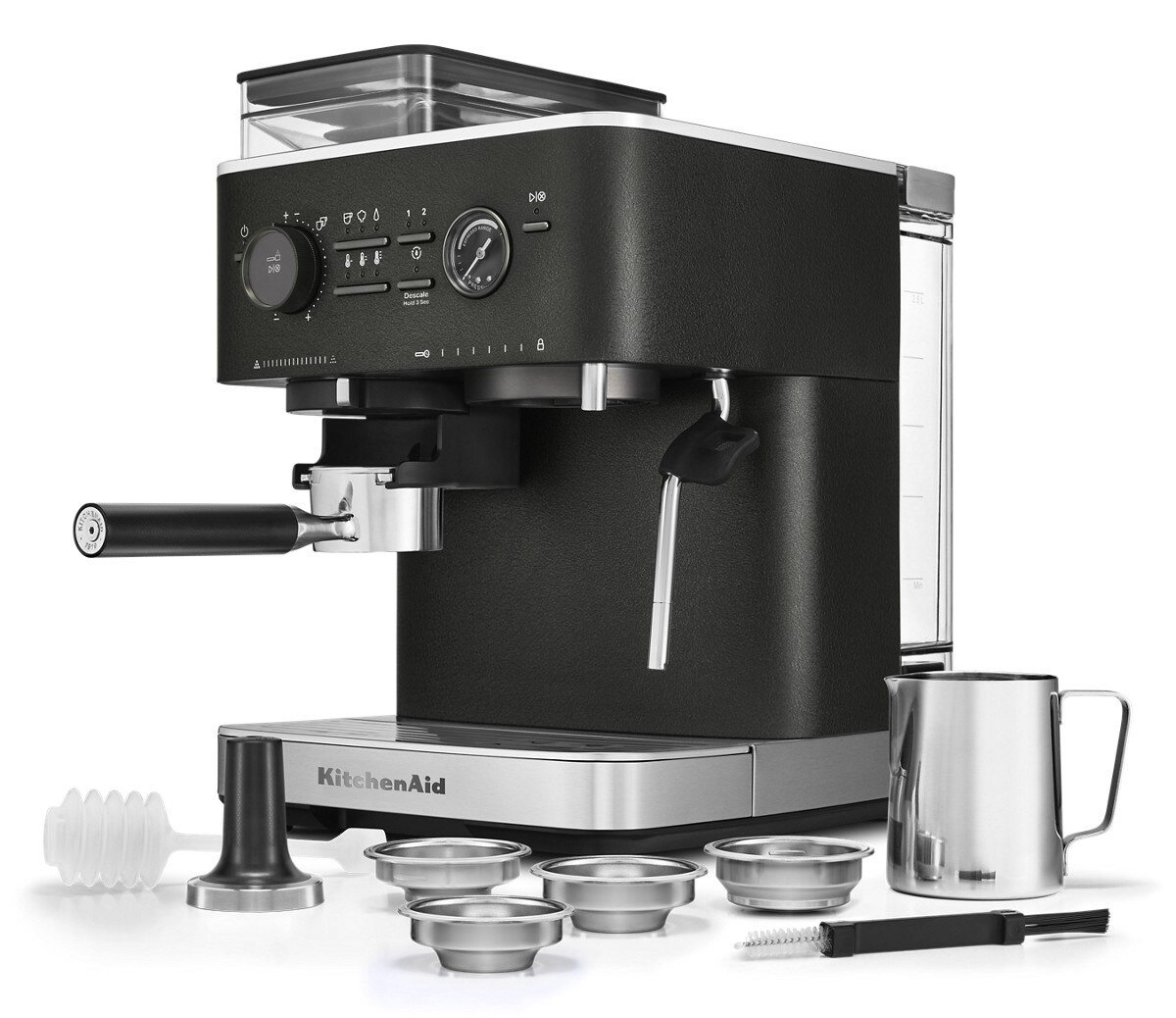 Semi Automatic Espresso Machine with Burr Grinder - Cast Iron Black