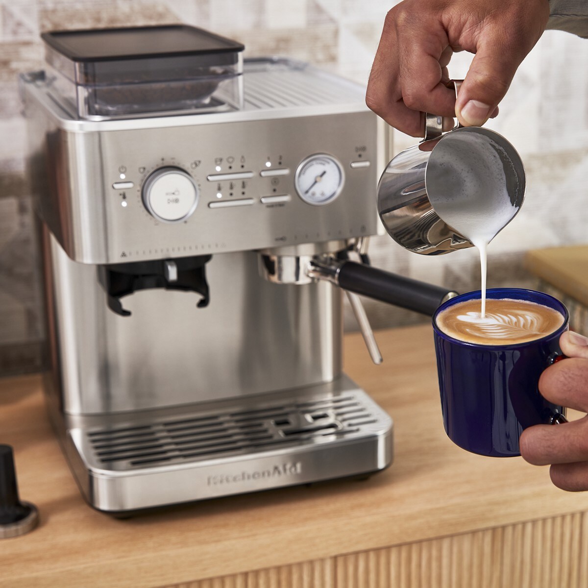 Semi Automatic Espresso Machine with Burr Grinder - Brushed Stainless Steel - Image 9