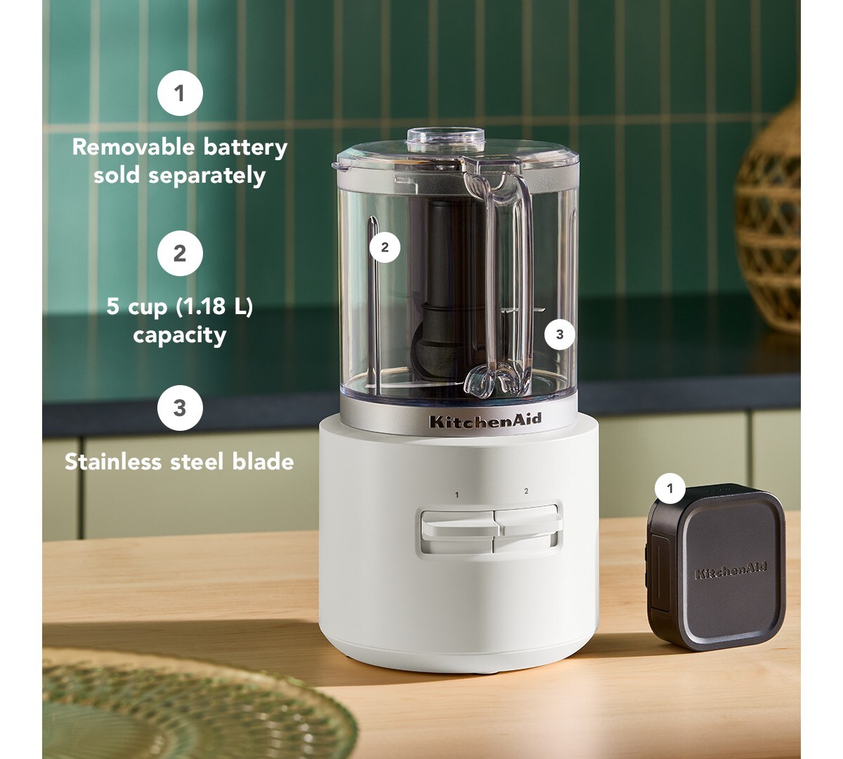 KitchenAid Go® Cordless Food Chopper - battery sold separately - Porcelain White - Image 2