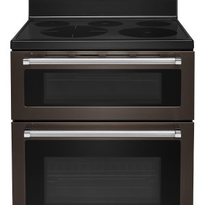 30-Inch 5 Burner Electric Double Oven Convection Range - Black Stainless Steel with PrintShield™ Finish