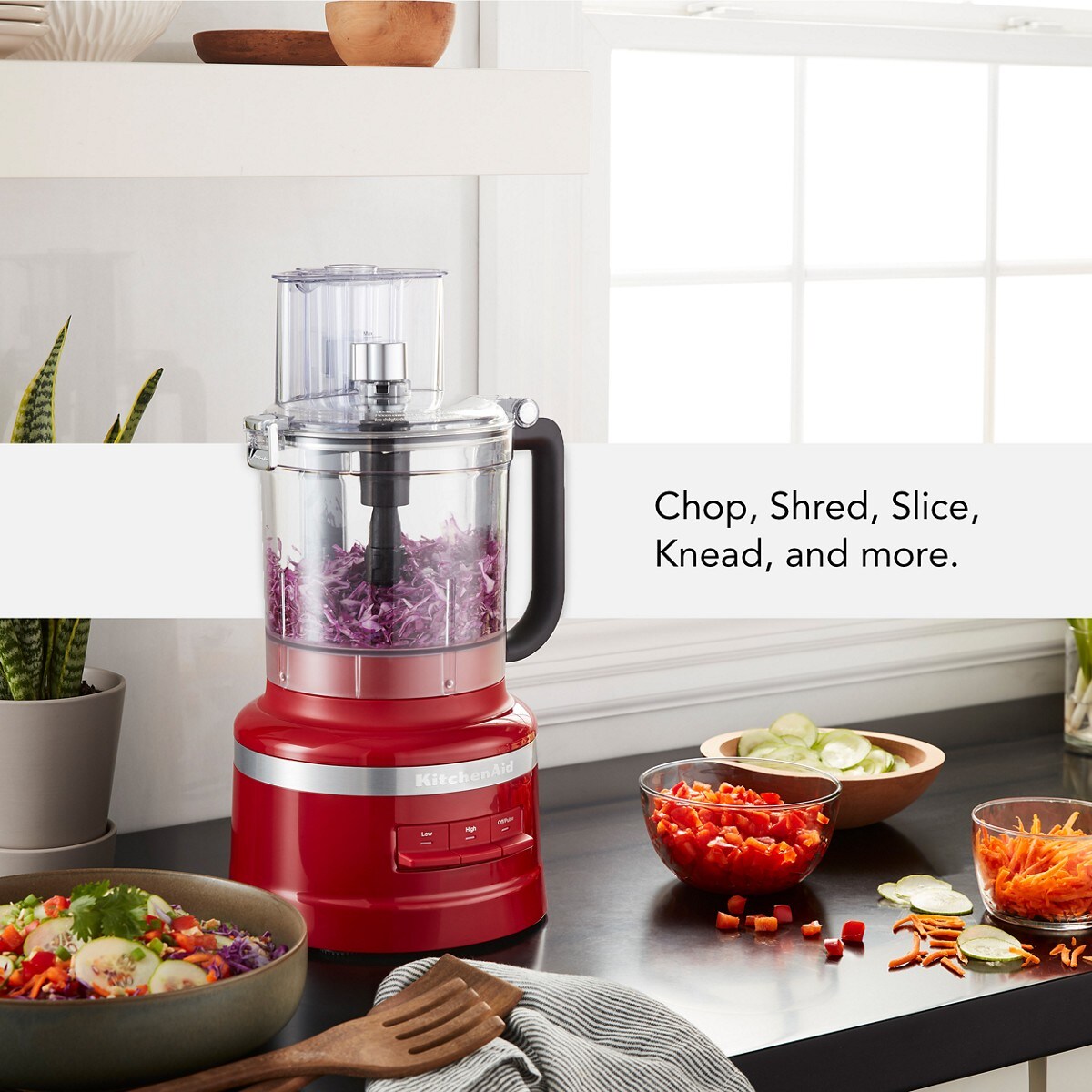 13-Cup Food Processor with French Fry Disc and Dicing Kit - Empire Red - Image 2