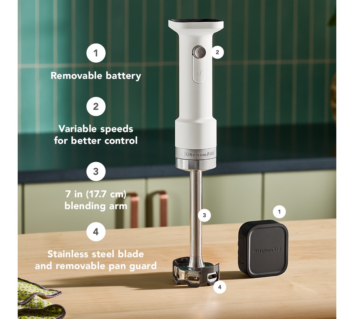 KitchenAid Go® Cordless Hand Blender - battery included - Porcelain White - Image 2