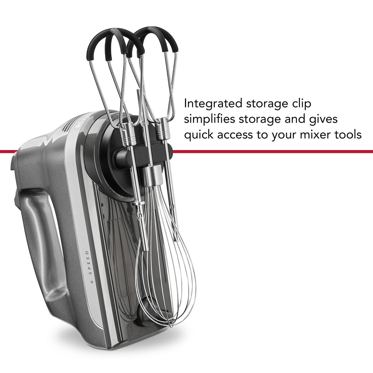 6 Speed Hand Mixer with Flex Edge Beaters - Contour Silver - Image 3