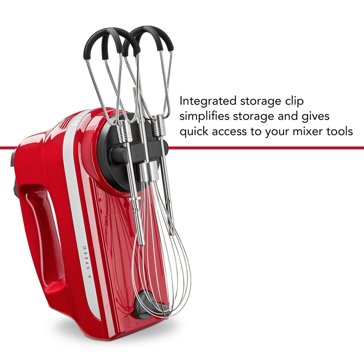 6 Speed Hand Mixer with Flex Edge Beaters - Empire Red - Image 3
