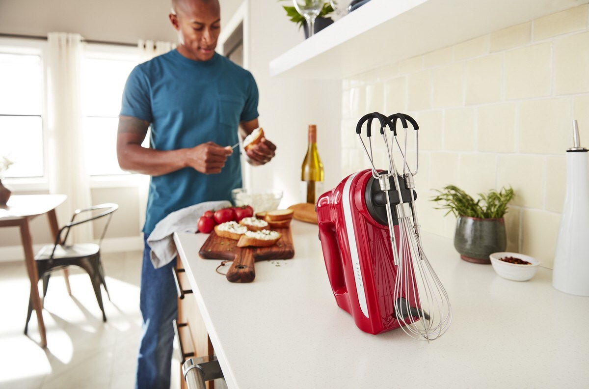 6 Speed Hand Mixer with Flex Edge Beaters - Empire Red - Image 6