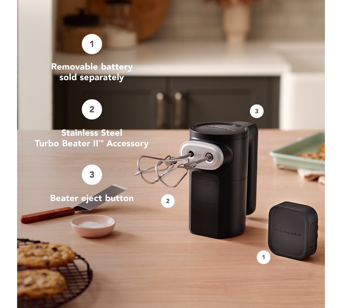 KitchenAid Go® Cordless Hand Mixer - battery sold separately - Black Matte - Image 2