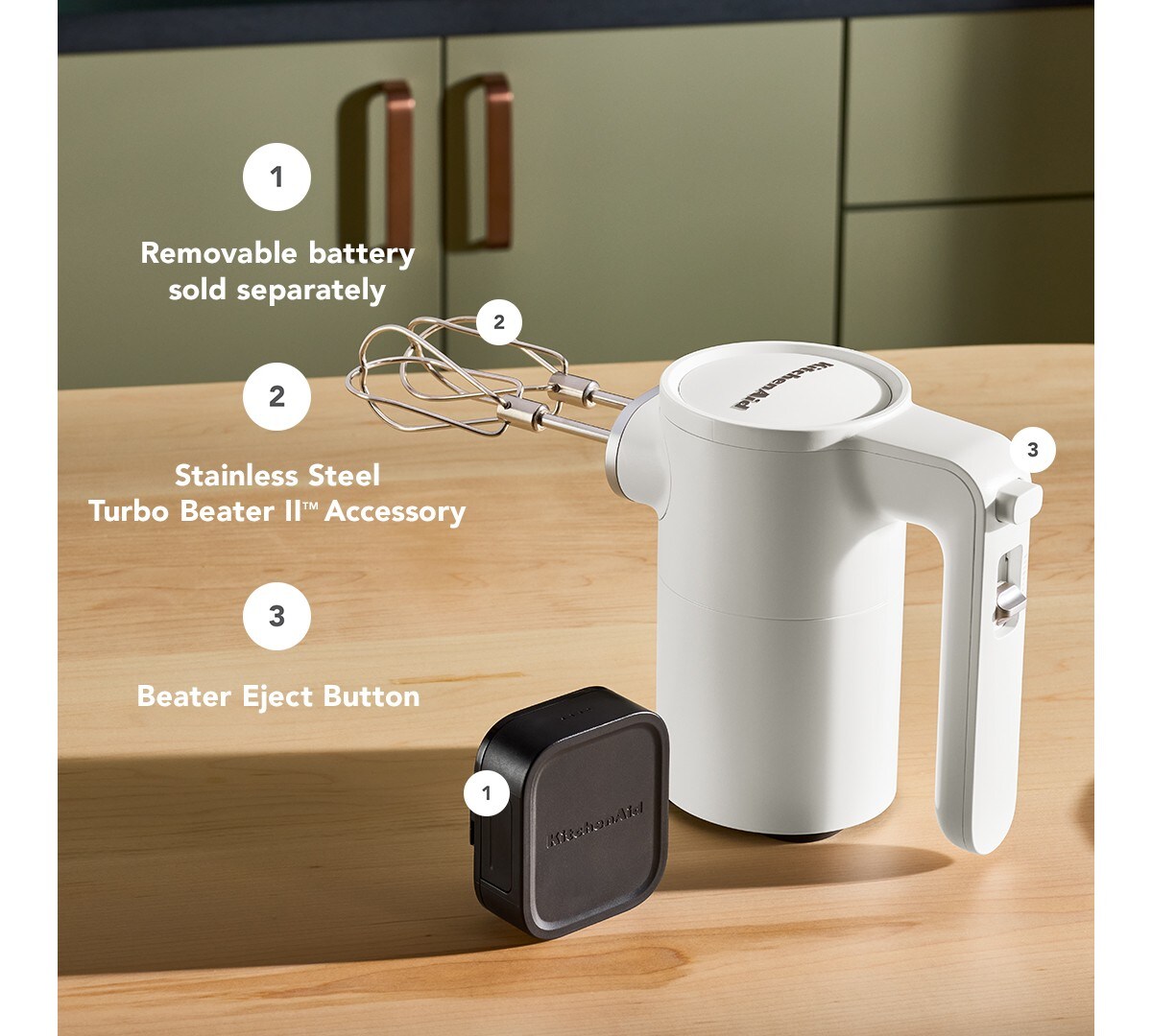 KitchenAid Go® Cordless Hand Mixer - battery sold separately - Porcelain White - Image 2