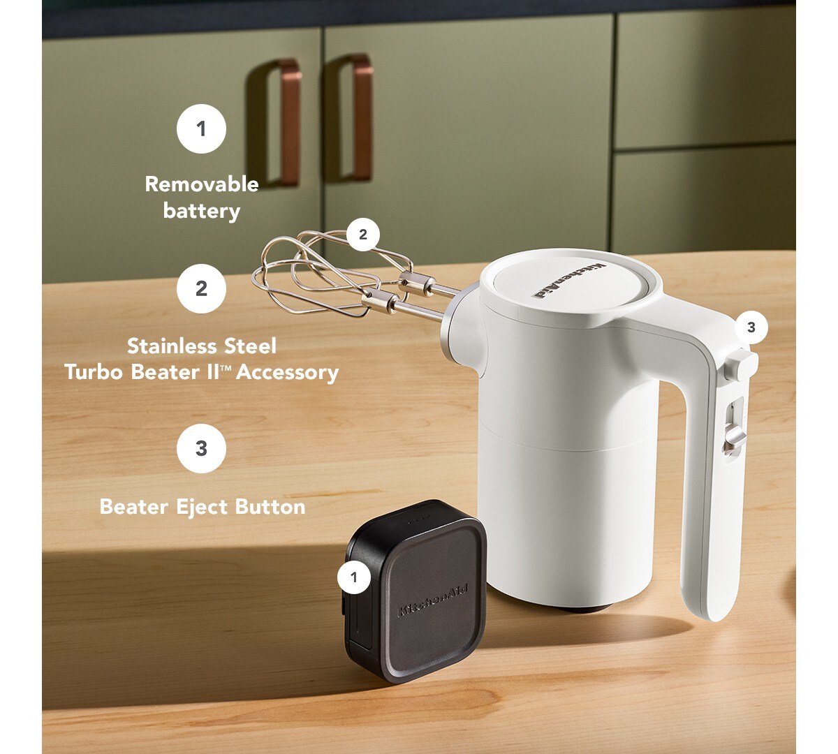 KitchenAid Go® Cordless Hand Mixer - battery included - Porcelain White - Image 2