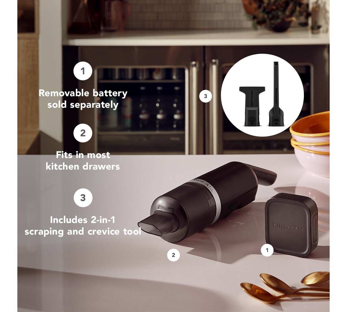 KitchenAid Go® Cordless Kitchen Vacuum - battery sold separately - Black Matte - Image 3