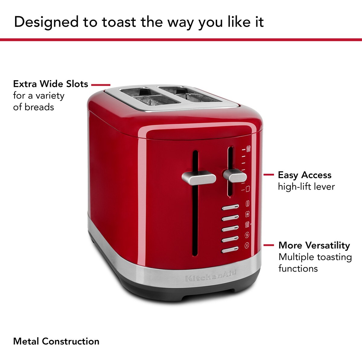 2 Slice Toaster - Empire Red - Image 4
