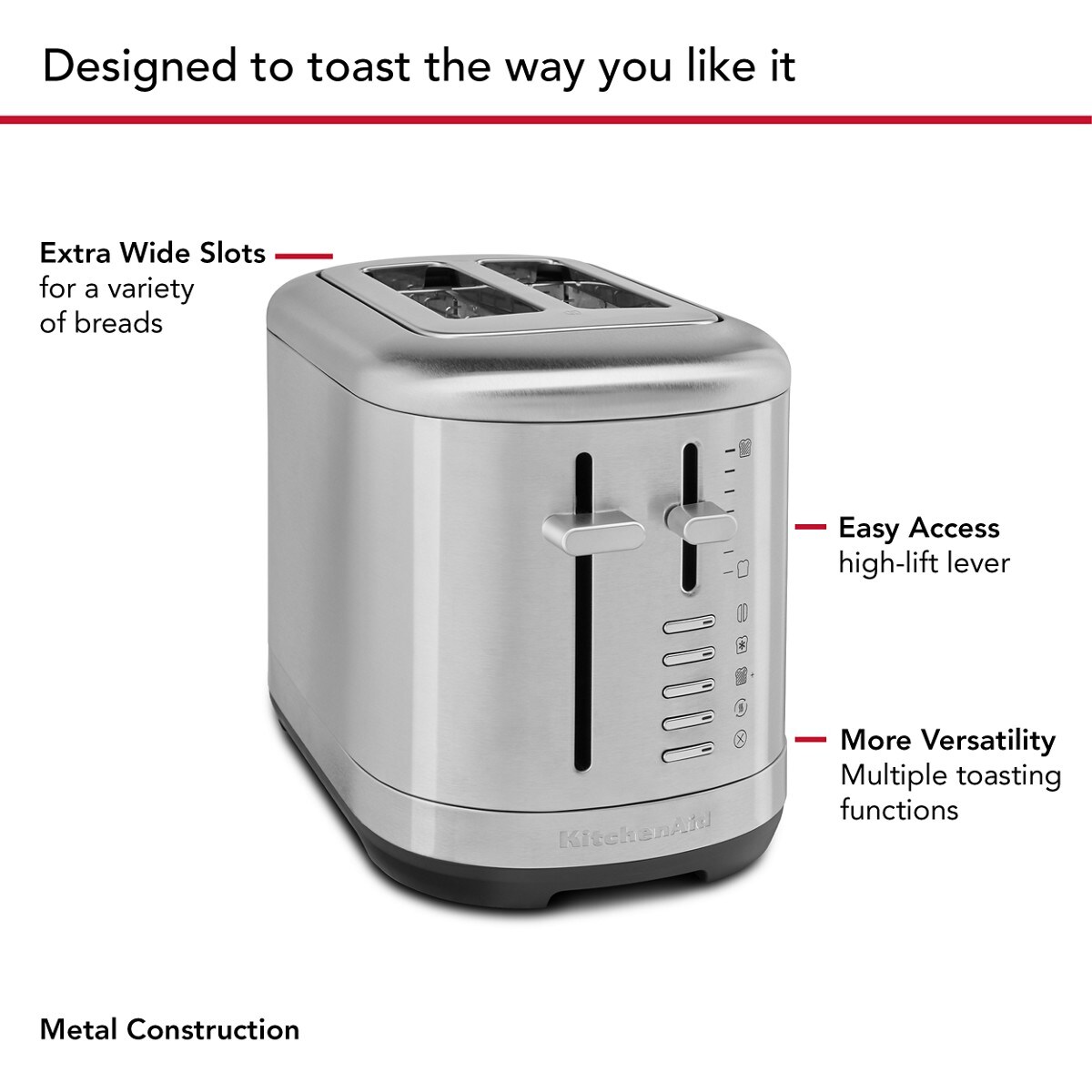 2 Slice Toaster - Brushed Stainless Steel - Image 4