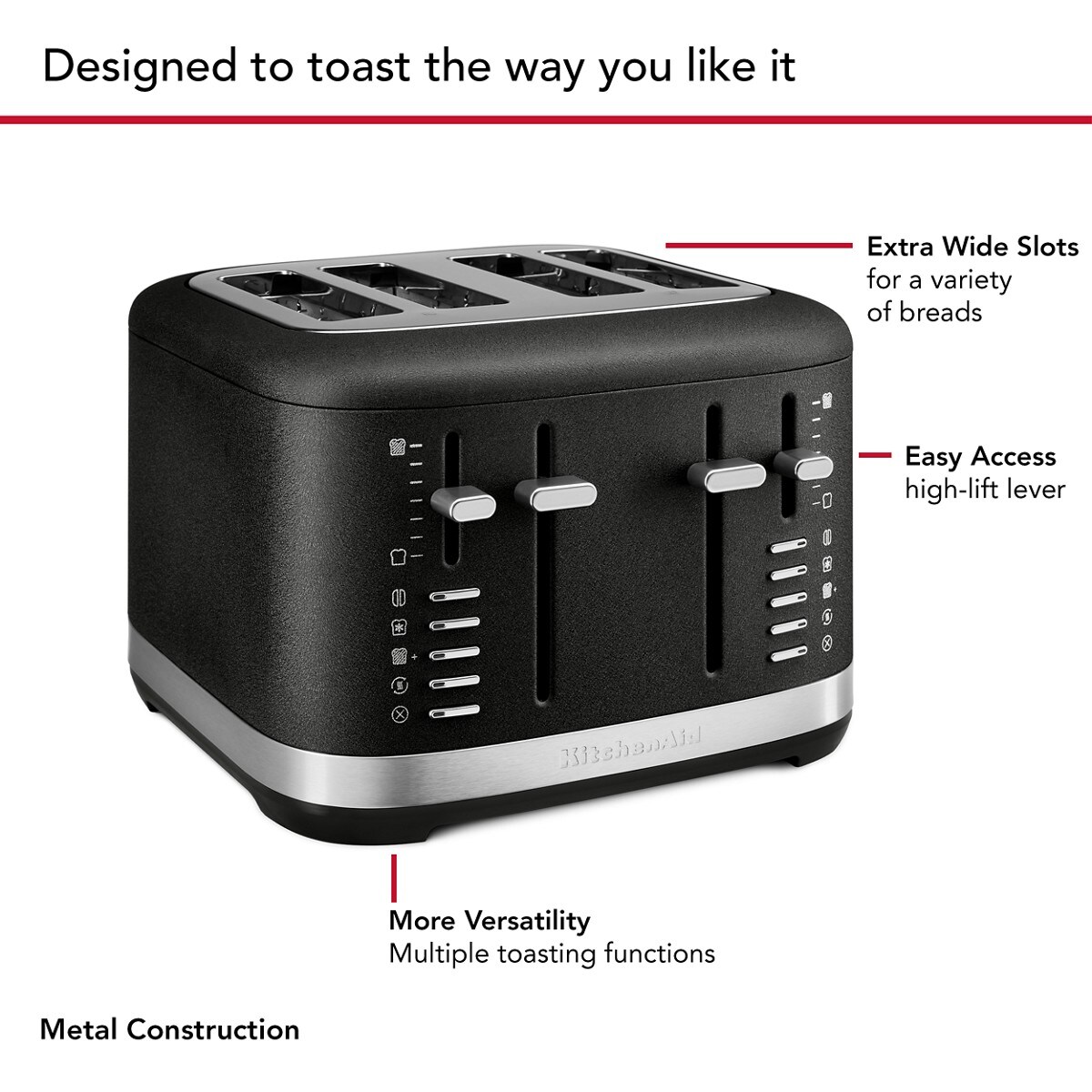 4 Slice Toaster - Cast Iron Black - Image 4