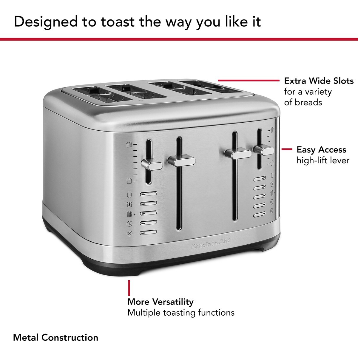 4 Slice Toaster - Brushed Stainless Steel - Image 4