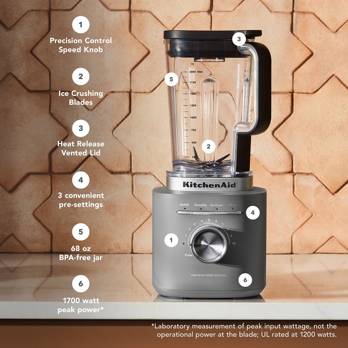 Pure Power Blender with 68 oz Plastic Jar - Matte Charcoal Grey - Image 4
