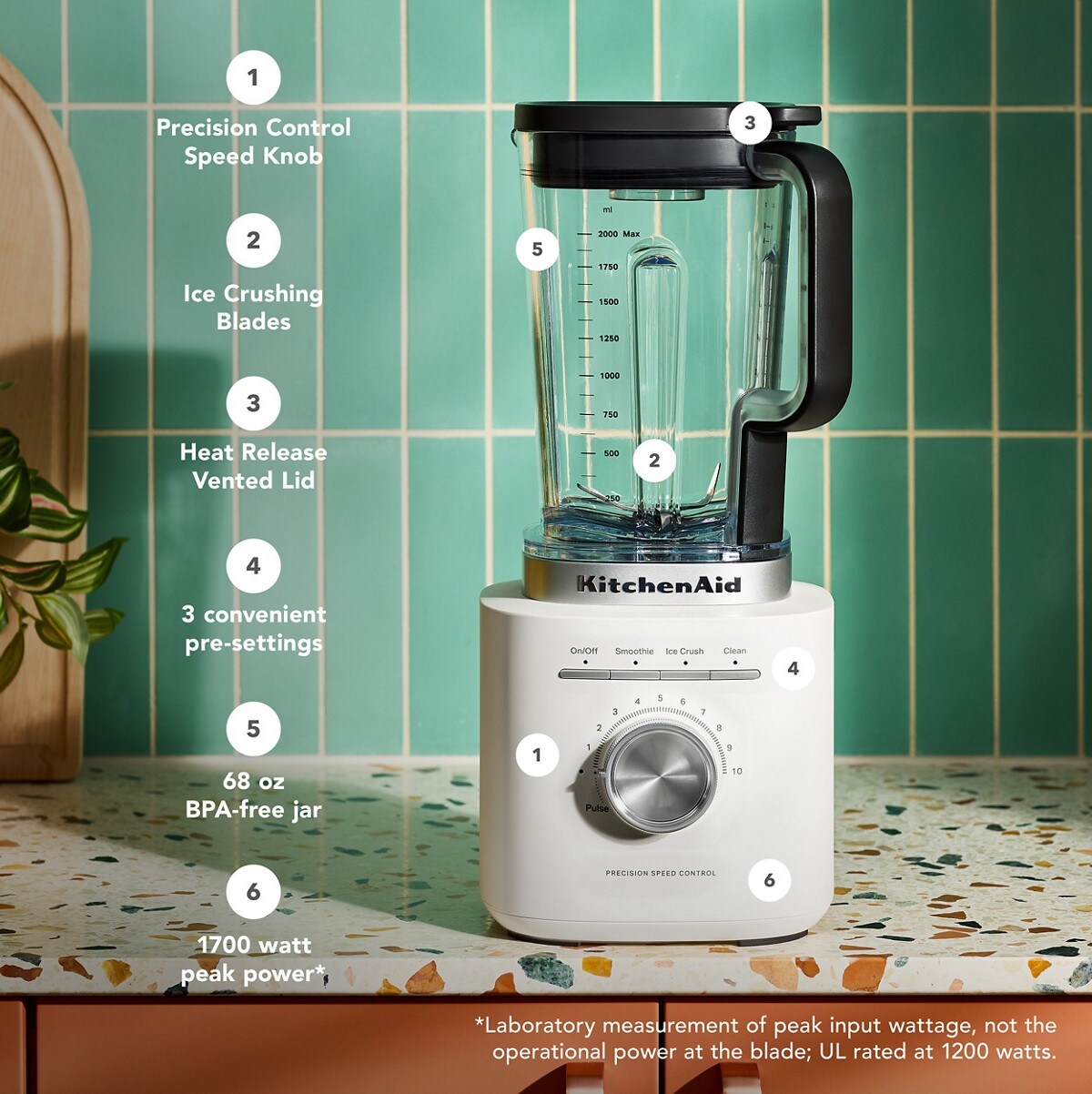 Pure Power Blender with 68 oz Plastic Jar - Porcelain White - Image 4