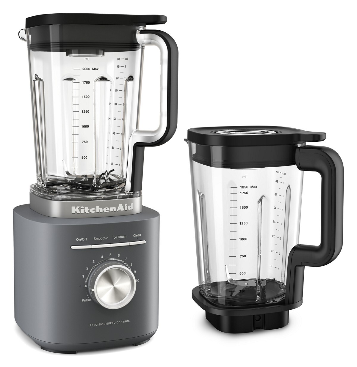 KitchenAid® Pure Power Blender with a 68oz plastic jar and a 62oz glass jar - Matte Charcoal Grey