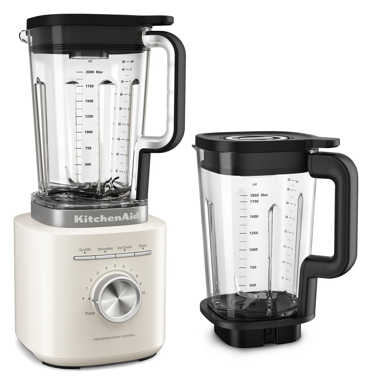 KitchenAid® Pure Power Blender with a 68oz plastic jar and a 62oz glass jar - Porcelain White