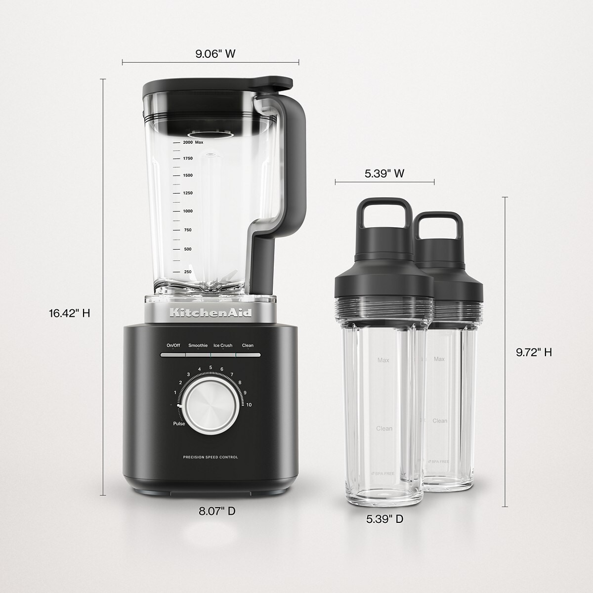 KitchenAid® Pure Power Blender with 2 Personal Blending Jars - Black Matte - Image 9