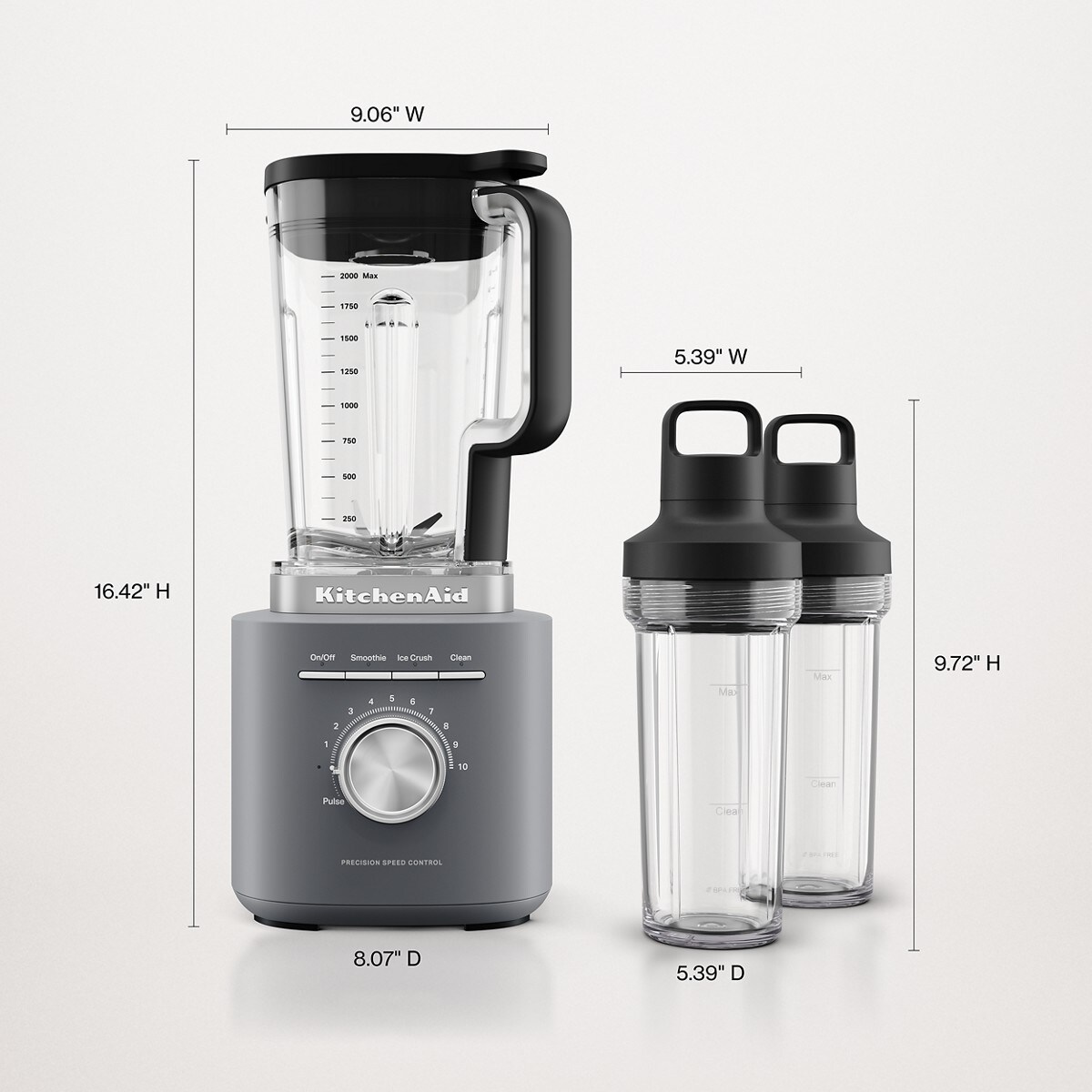 KitchenAid® Pure Power Blender with 2 Personal Blending Jars - Matte Charcoal Grey - Image 9