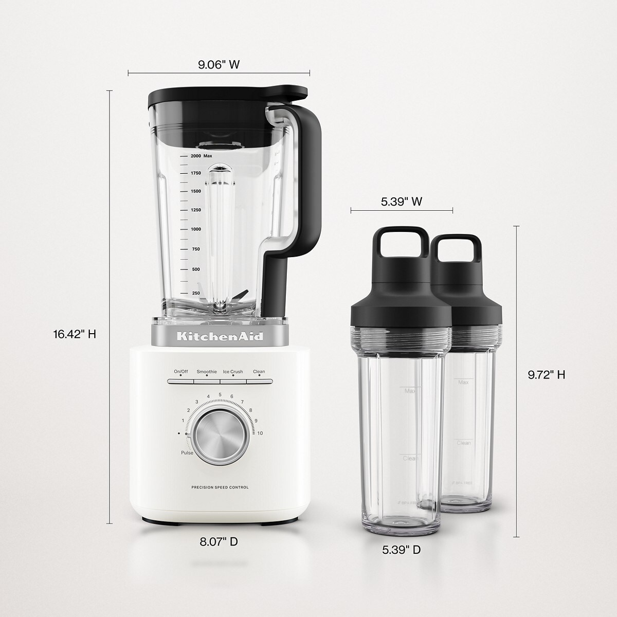 KitchenAid® Pure Power Blender with 2 Personal Blending Jars - Porcelain White - Image 9