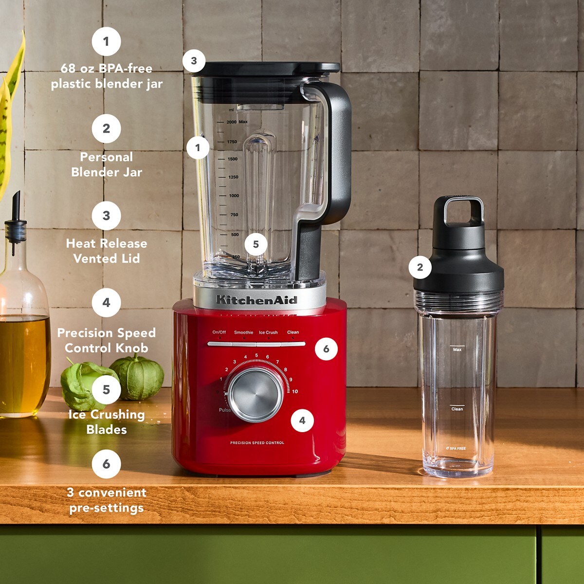 KitchenAid® Pure Power Blender with Personal Blending Jar - Empire Red - Image 5