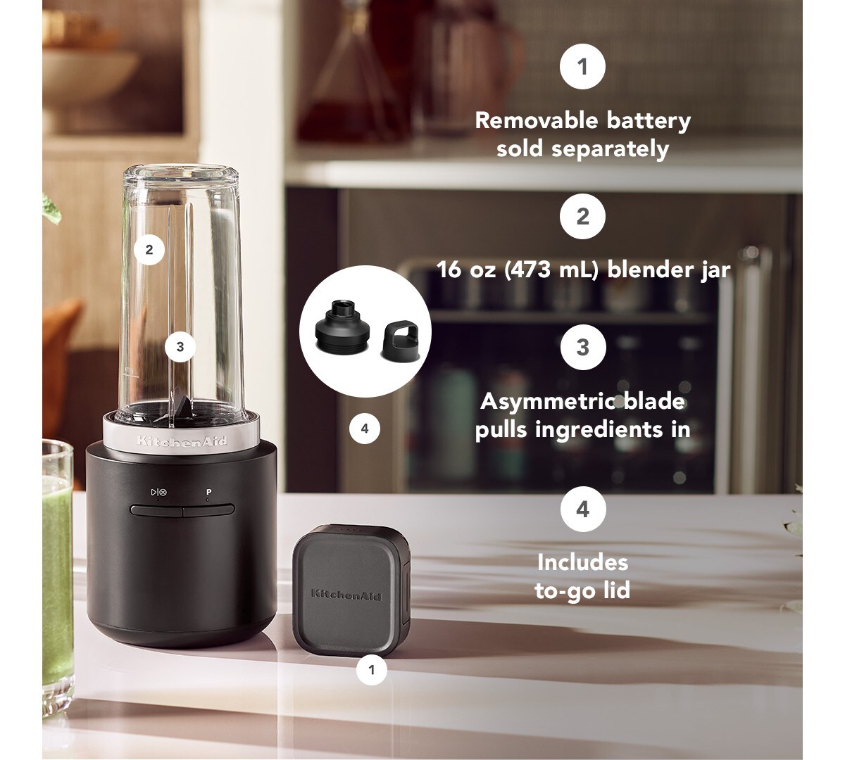 KitchenAid Go® Cordless Personal Blender - battery sold separately - Black Matte - Image 3