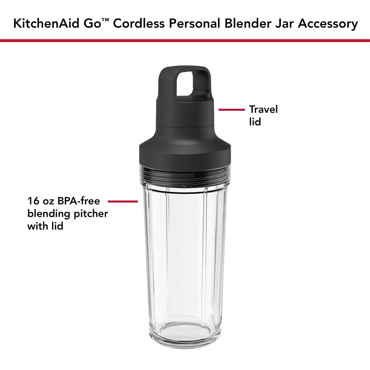 KitchenAid Go® Personal Blender Jar Accessory - Black Matte - Image 2