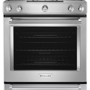 30-Inch 5 Burner Gas Convection Slide-In Range with Baking Drawer - Stainless Steel