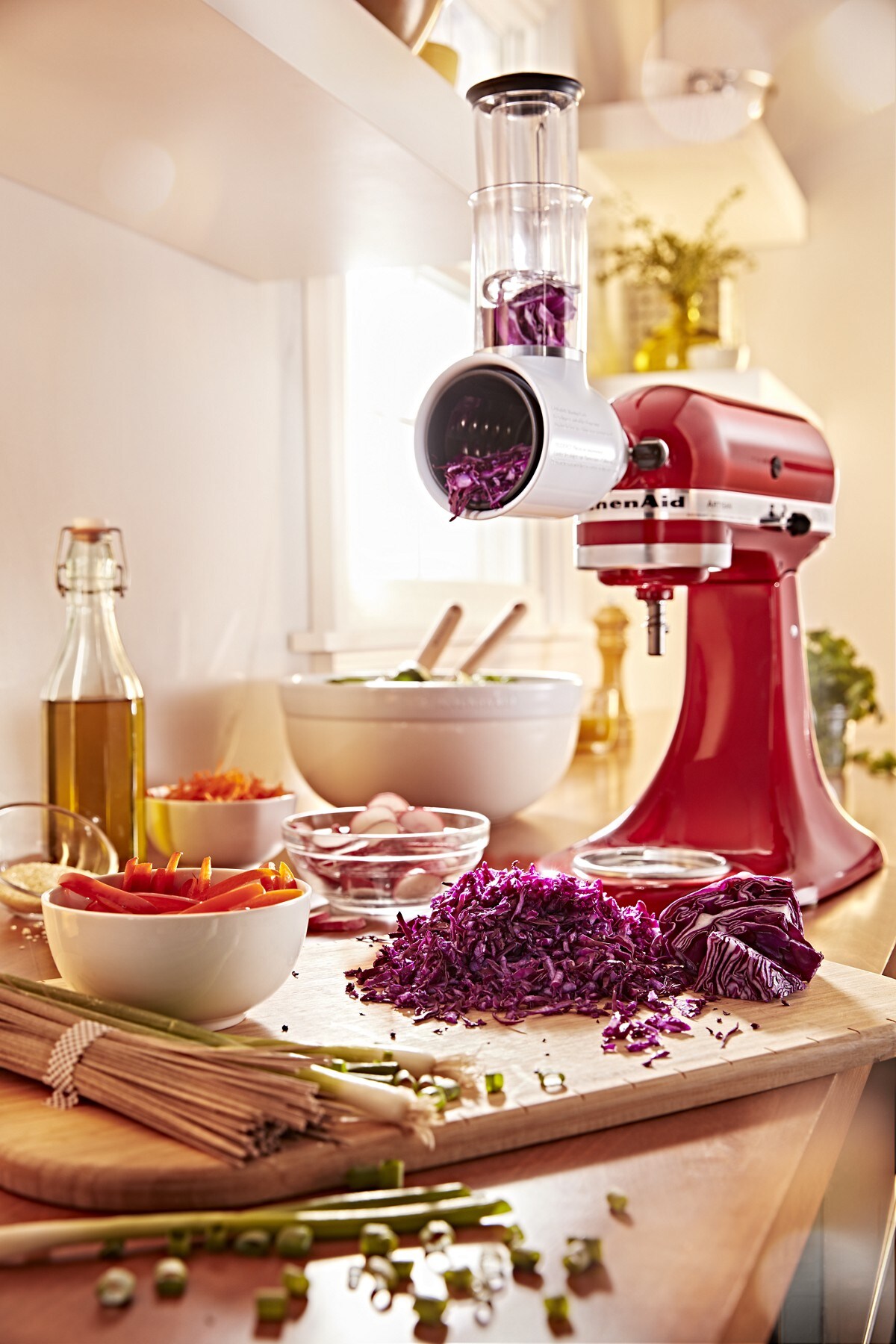 Value Bundle Artisan® Series 5 Quart Tilt-Head Stand Mixer with Fresh Prep Slicer/Shredder Attachment - Empire Red - Image 3
