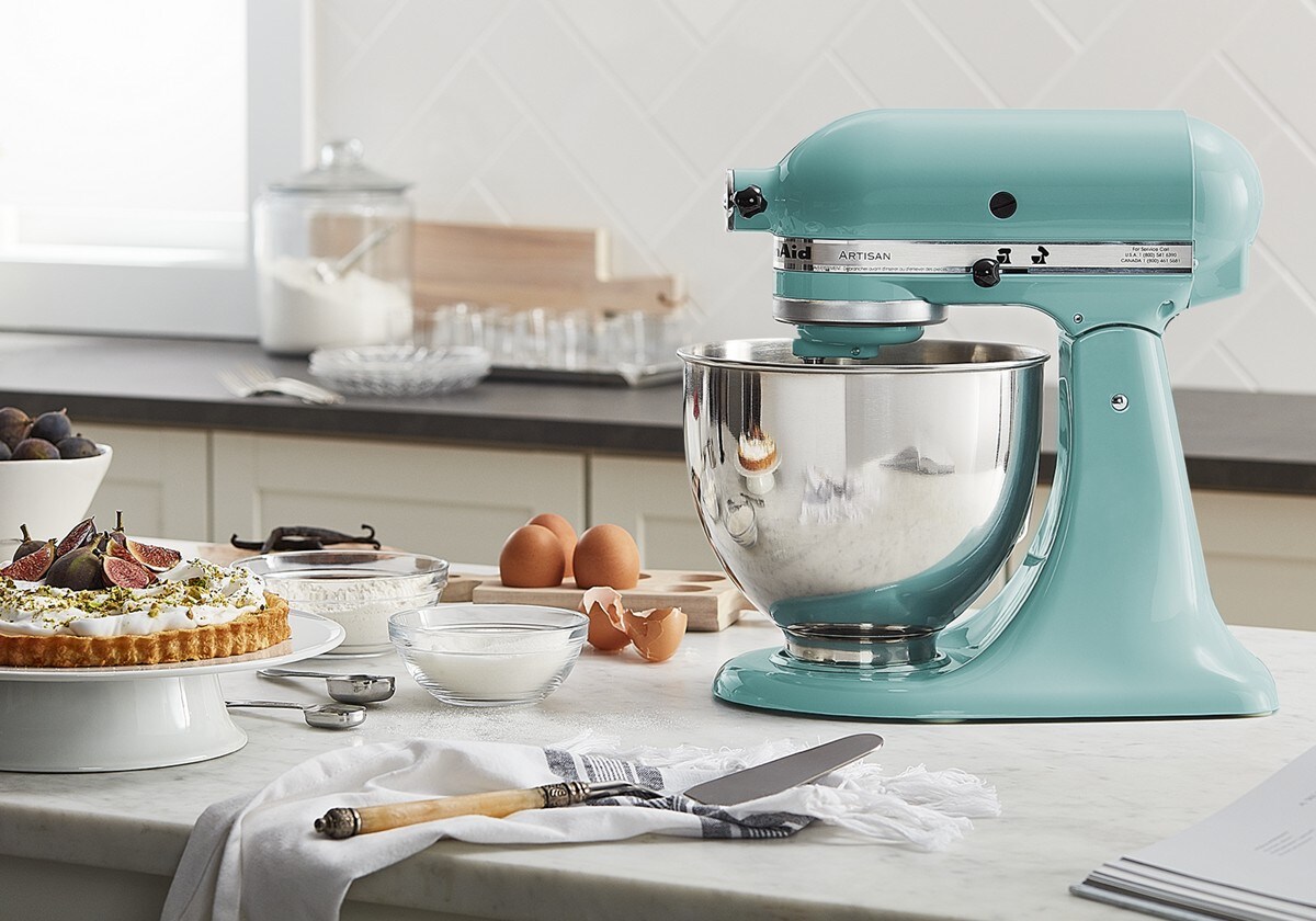 Value Bundle Artisan® Series 5 Quart Tilt-Head Stand Mixer with Flex Edge Beater - Aqua Sky - Image 4