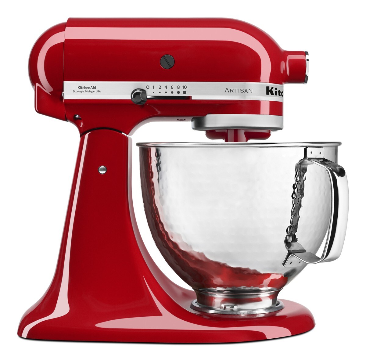 Artisan® Series 5 Quart Tilt-Head Stand Mixer with Hammered Bowl - Empire Red - Image 2