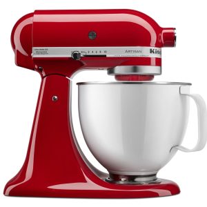 Artisan® Series Tilt-Head Stand Mixer with 5 Quart White Colorfast Finish Stainless Steel Bowl - Empire Red