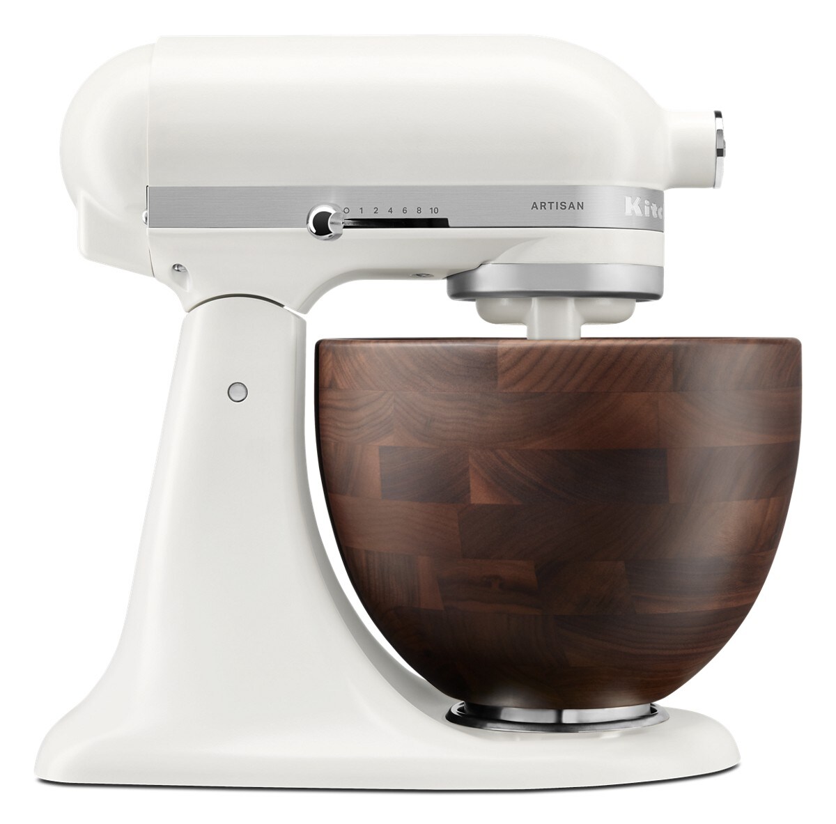 Artisan® Series 5 Quart Tilt-Head Stand Mixer with Walnut Wood Bowl - Porcelain White - Image 3