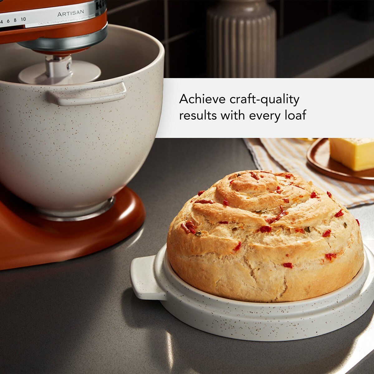 Bread Bowl with Baking Lid - Grey Speckle - Image 2