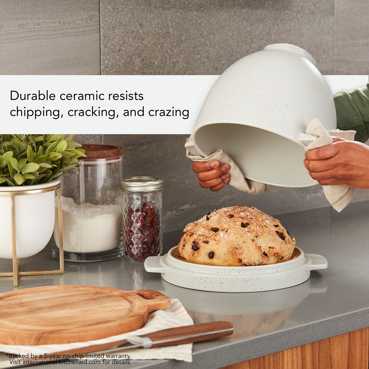 Bread Bowl with Baking Lid - Grey Speckle - Image 4